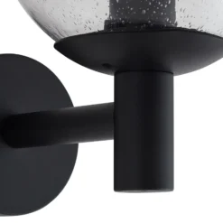 Aplique de exterior Lindby Dangan, negro/transparente, cristal, Ø 20 cm