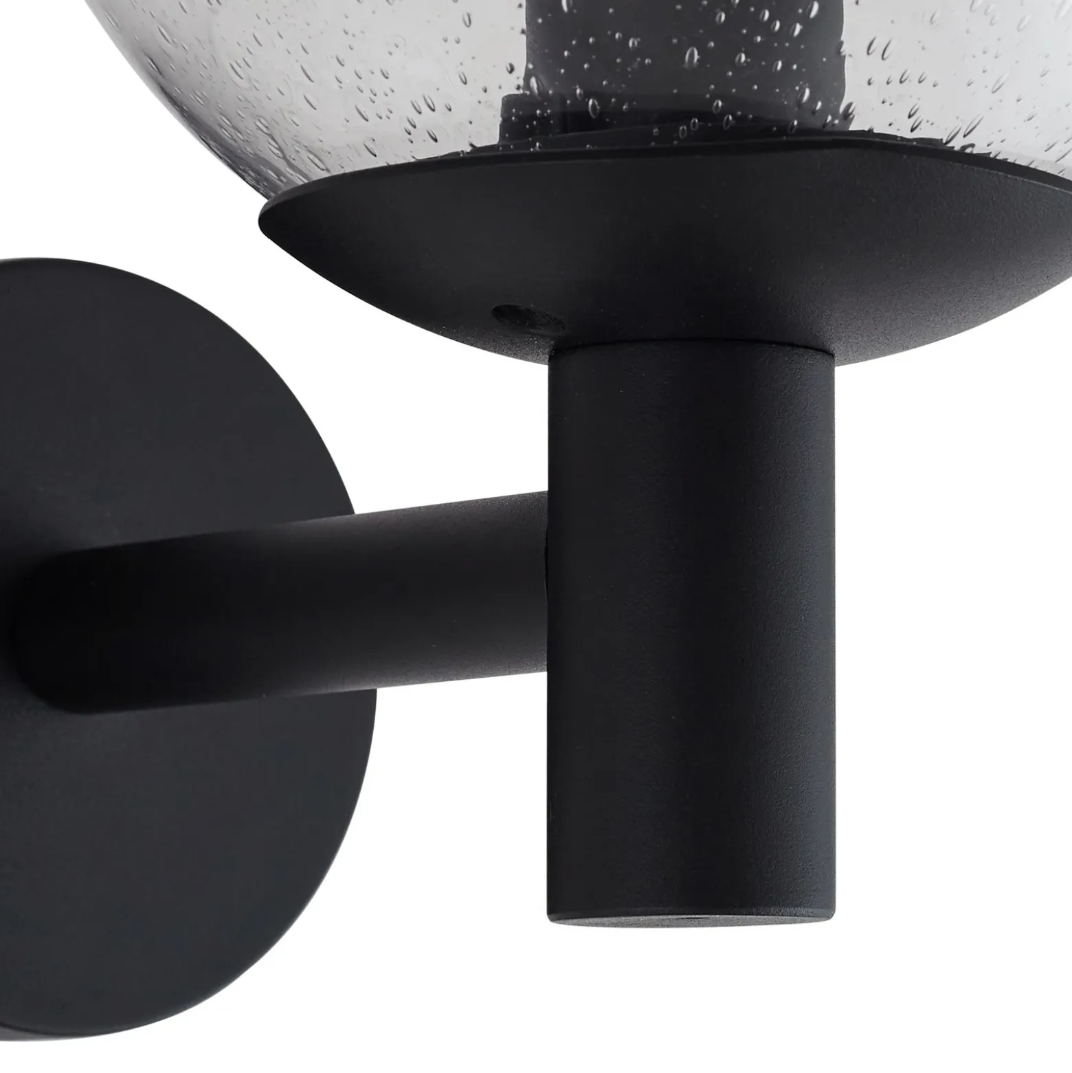 Aplique de exterior Lindby Dangan, negro/transparente, cristal, Ø 20 cm