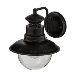 Aplique de exterior Lindby Eddie, color óxido, metal, IP44, E27
