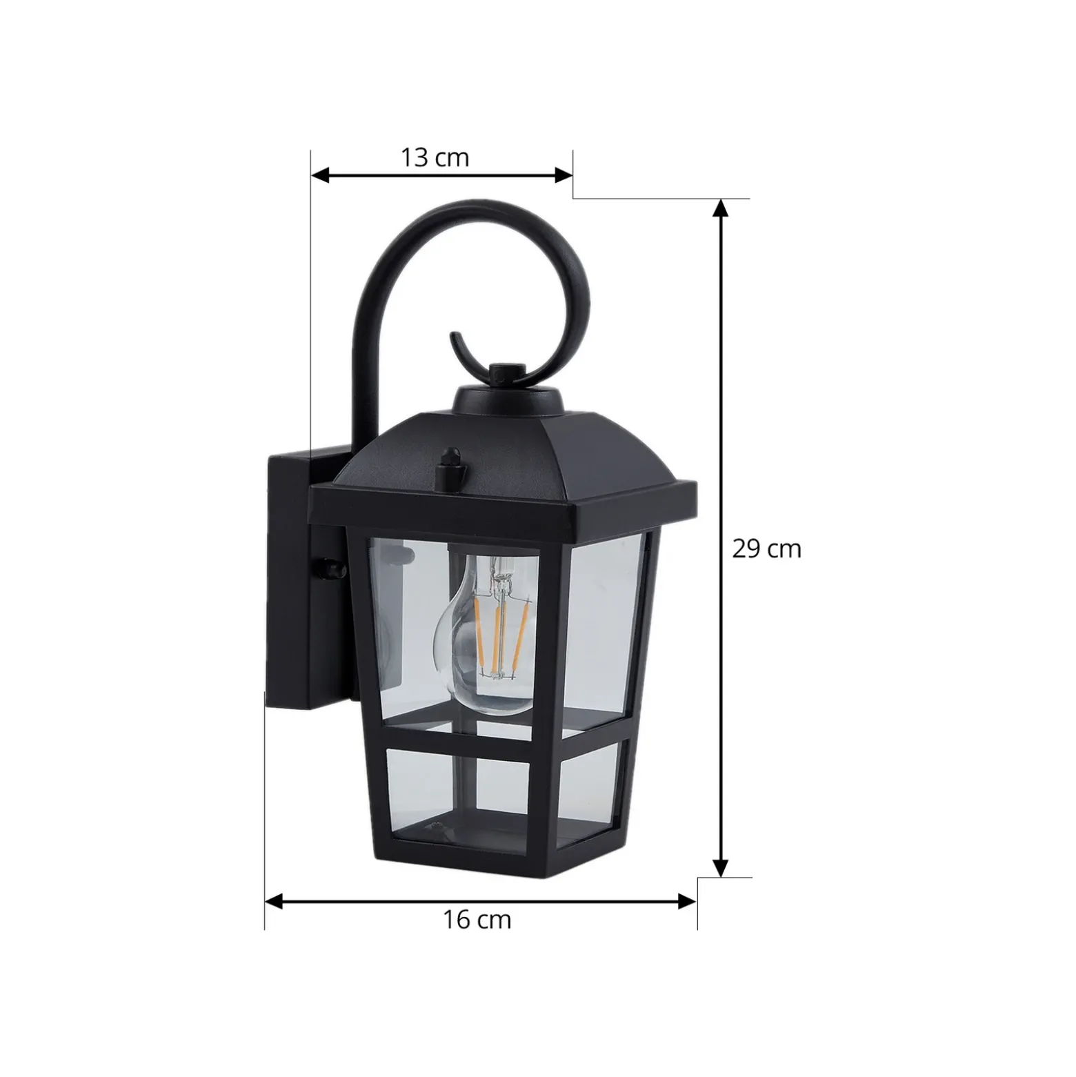 Aplique de exterior Lindby Eloane, negra, acero inoxidable, 29 cm