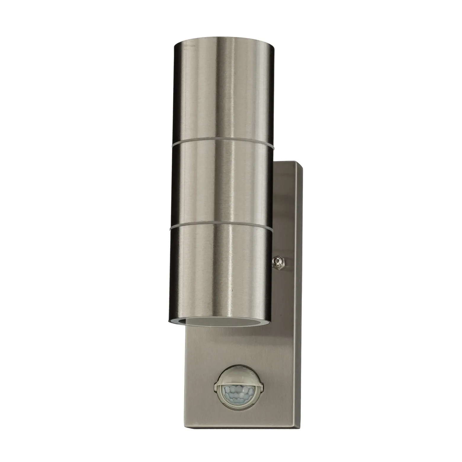 Aplique de exterior Lindby Eyrin, altura 22 cm, acero inoxidable, sensor