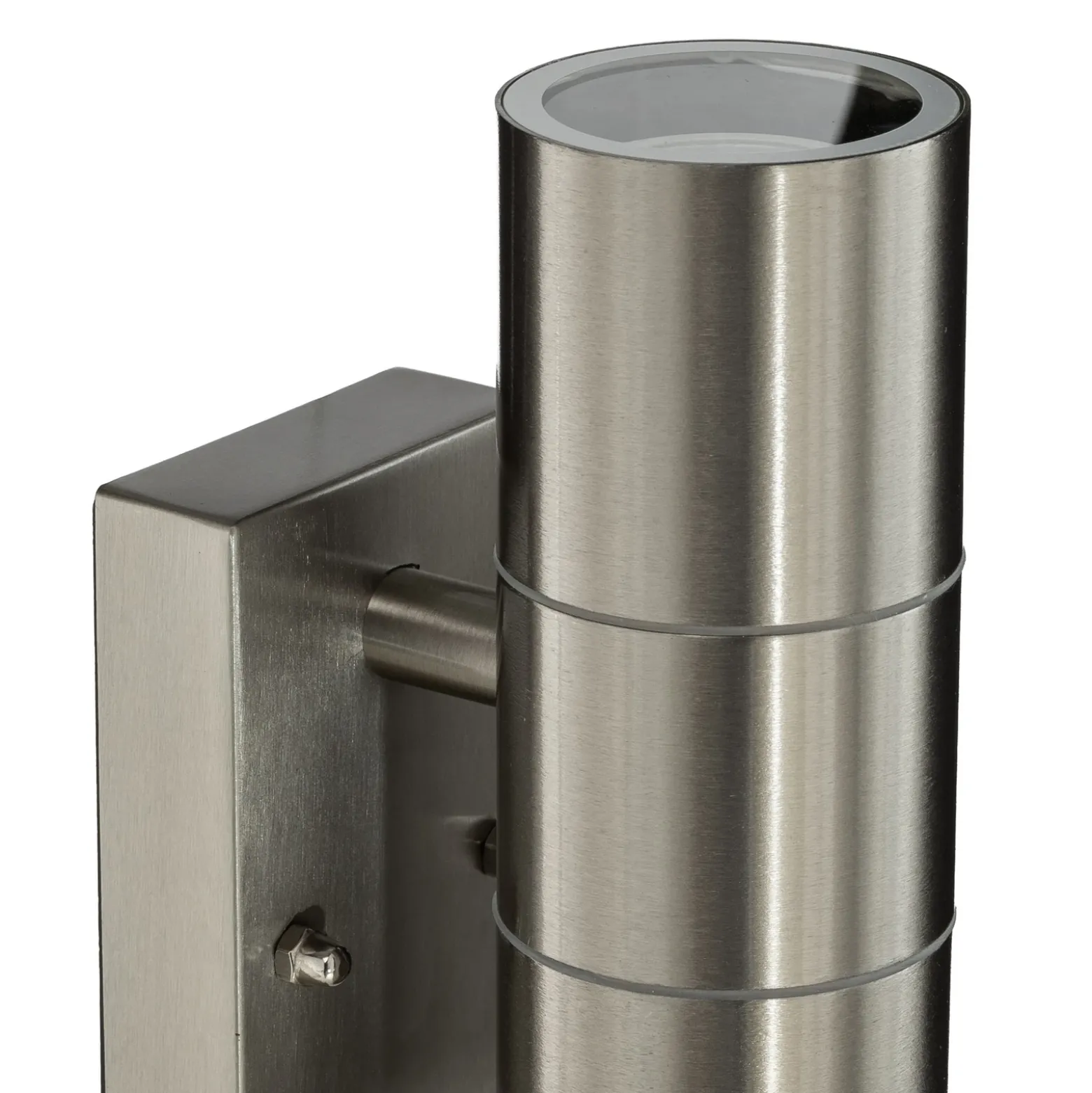 Aplique de exterior Lindby Eyrin, altura 22 cm, acero inoxidable, sensor