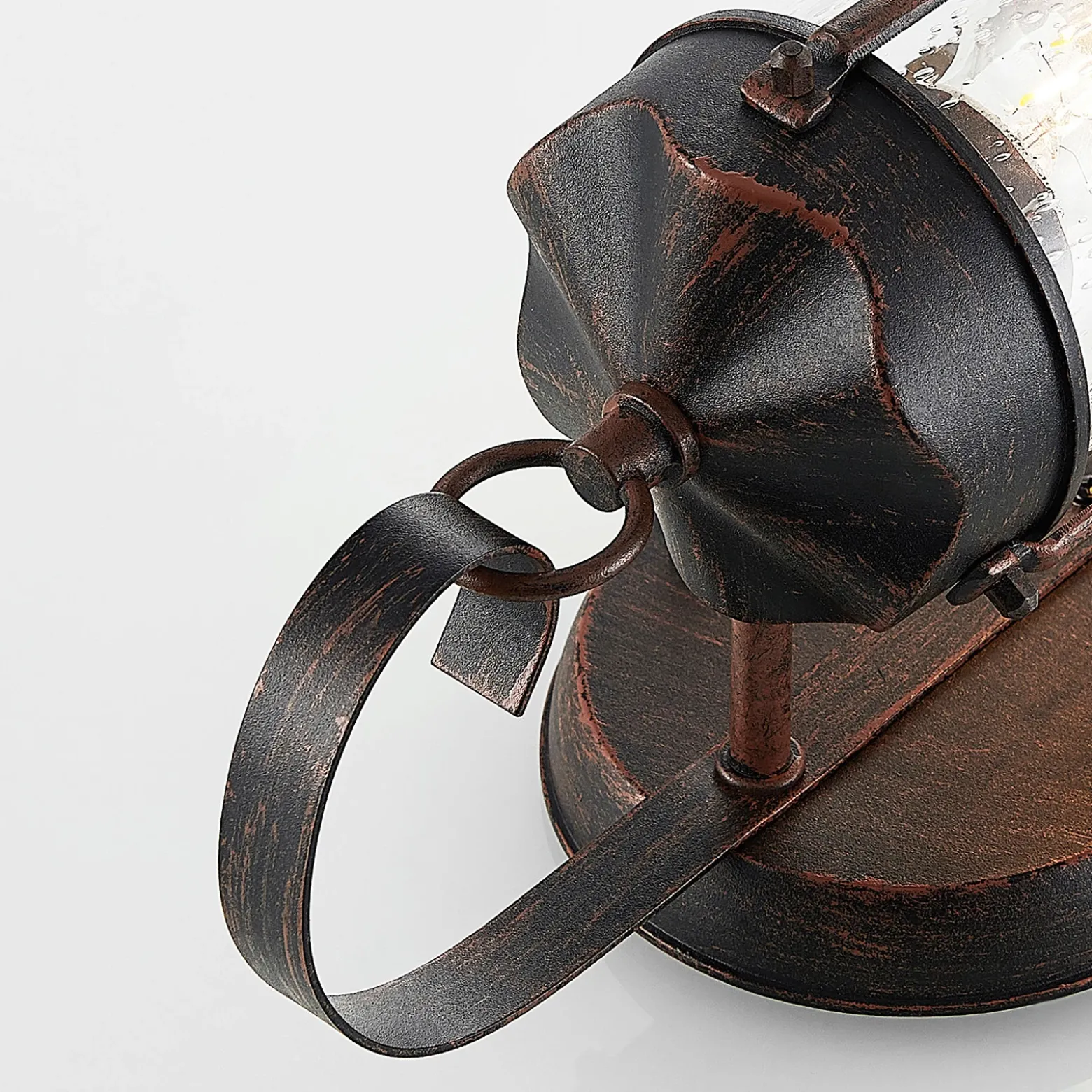 Aplique de exterior Lindby Farly, marrón óxido, aluminio, 17 cm