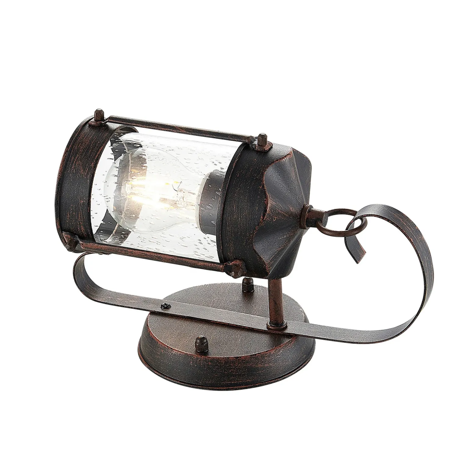 Aplique de exterior Lindby Farly, marrón óxido, aluminio, 17 cm