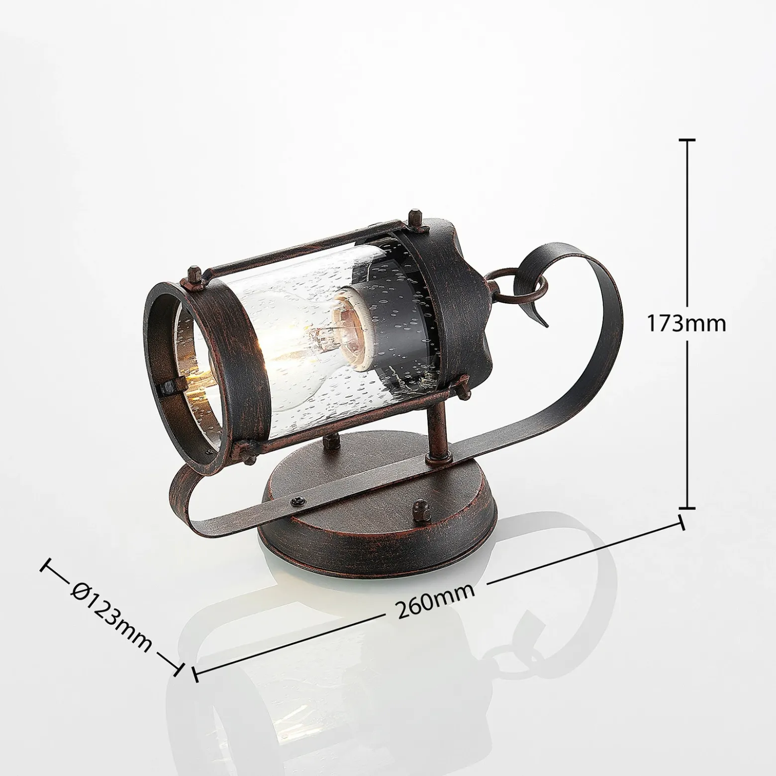 Aplique de exterior Lindby Farly, marrón óxido, aluminio, 17 cm