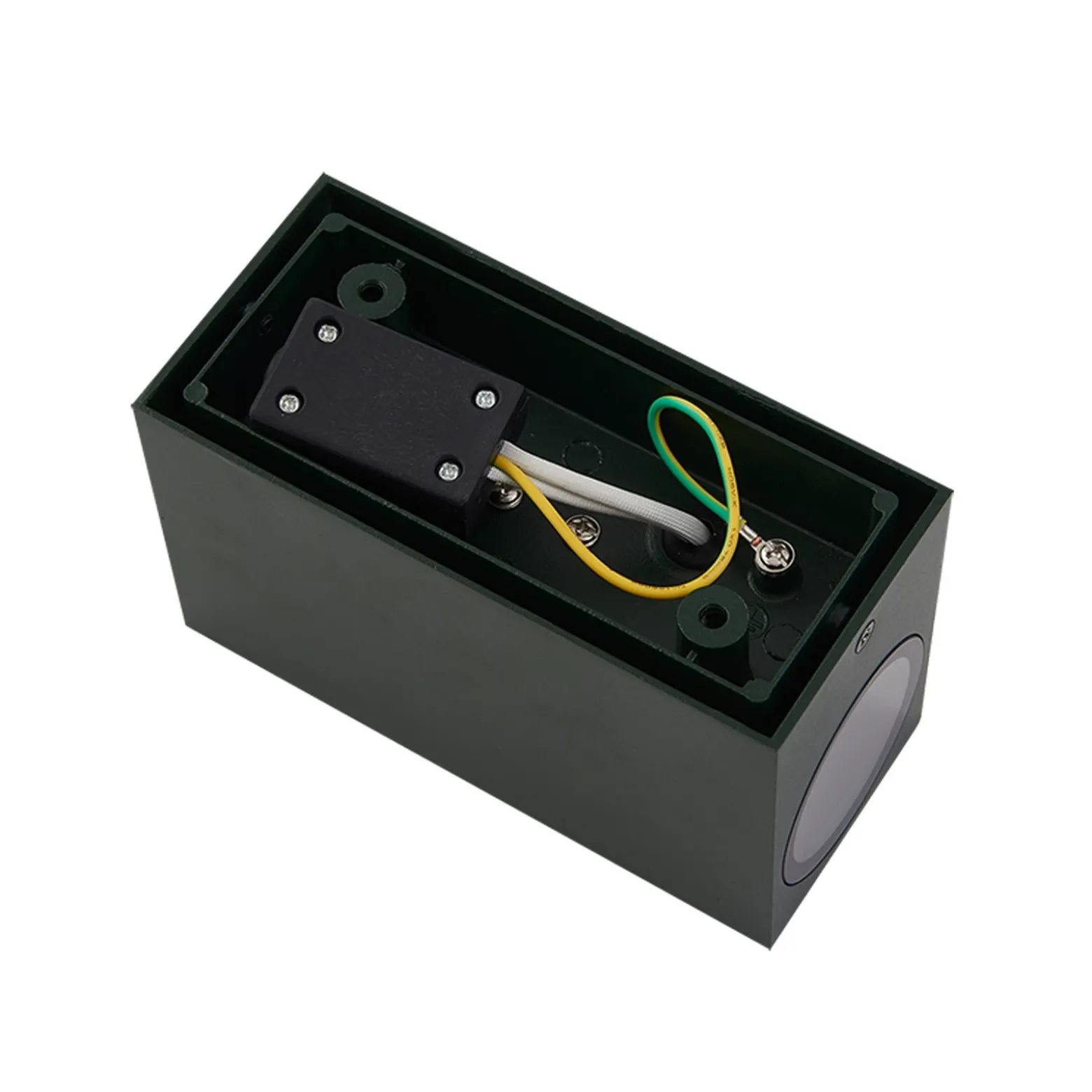 Aplique de exterior Lindby Fijona, verde oscuro, aluminio, altura 15 cm