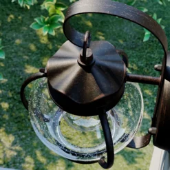 Aplique de exterior Lindby Gerlo, marrón óxido, metal, 26 cm, E27