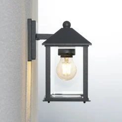 Aplique de exterior Lindby Giavanna, 23,3 cm, antracita, cristal
