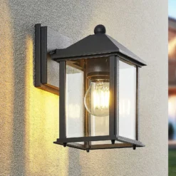 Aplique de exterior Lindby Giavanna, 23,3 cm, antracita, cristal