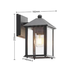 Aplique de exterior Lindby Giavanna, 23,3 cm, antracita, cristal