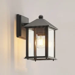 Aplique de exterior Lindby Giavanna, 23,3 cm, antracita, cristal