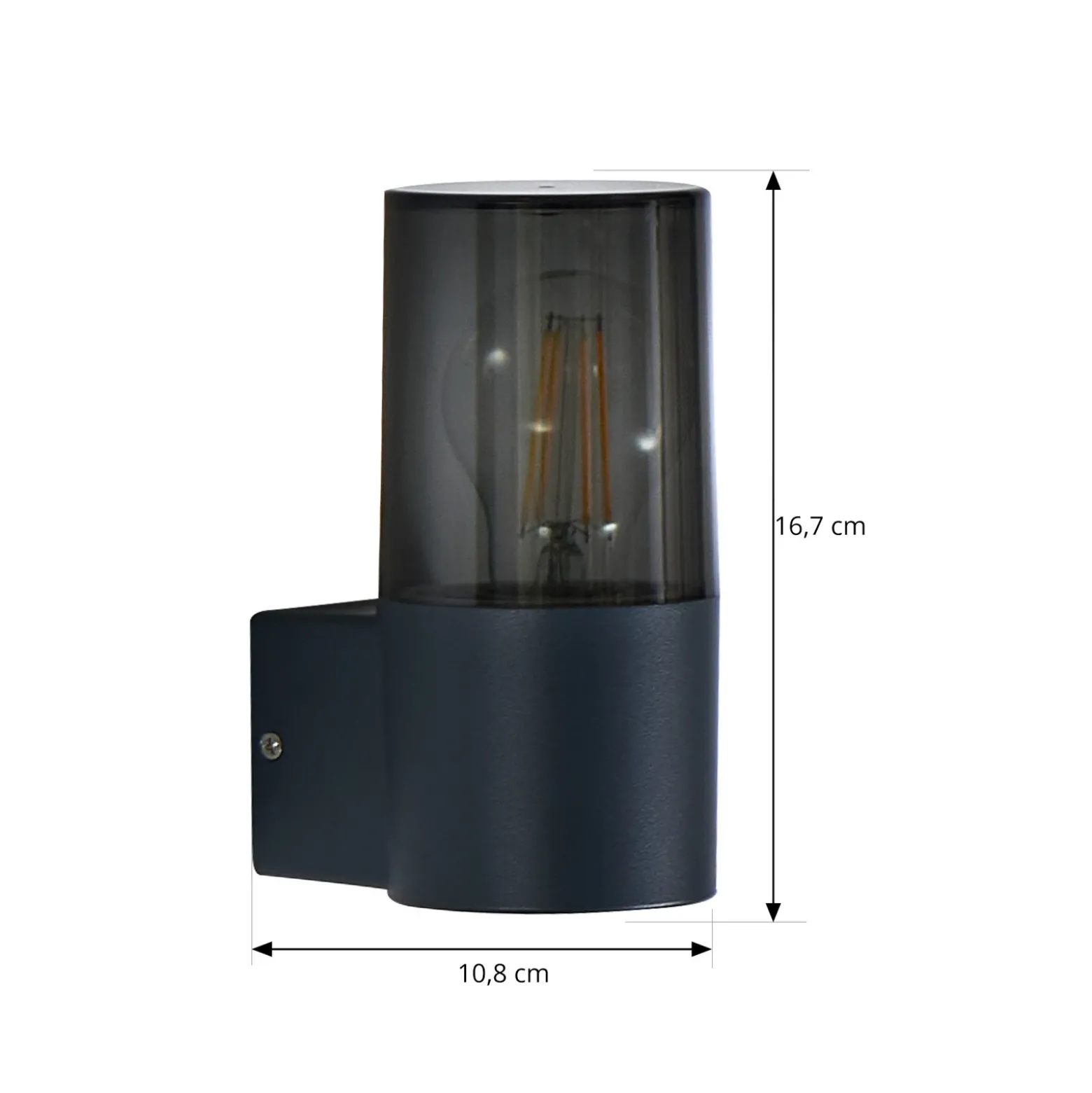 Aplique de exterior Lindby Heulo, Ø 8 cm, gris ahumado, aluminio