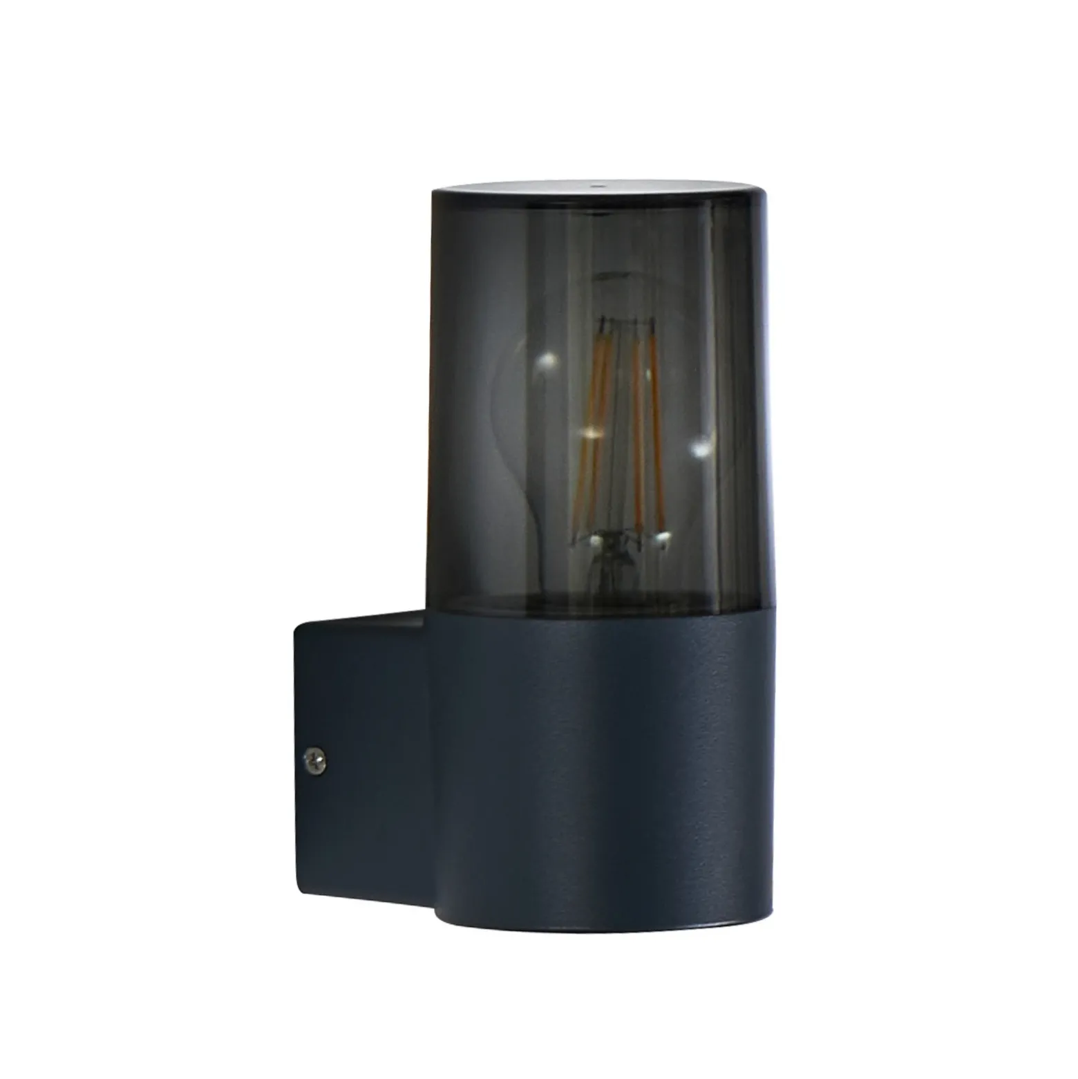 Aplique de exterior Lindby Heulo, Ø 8 cm, gris ahumado, aluminio