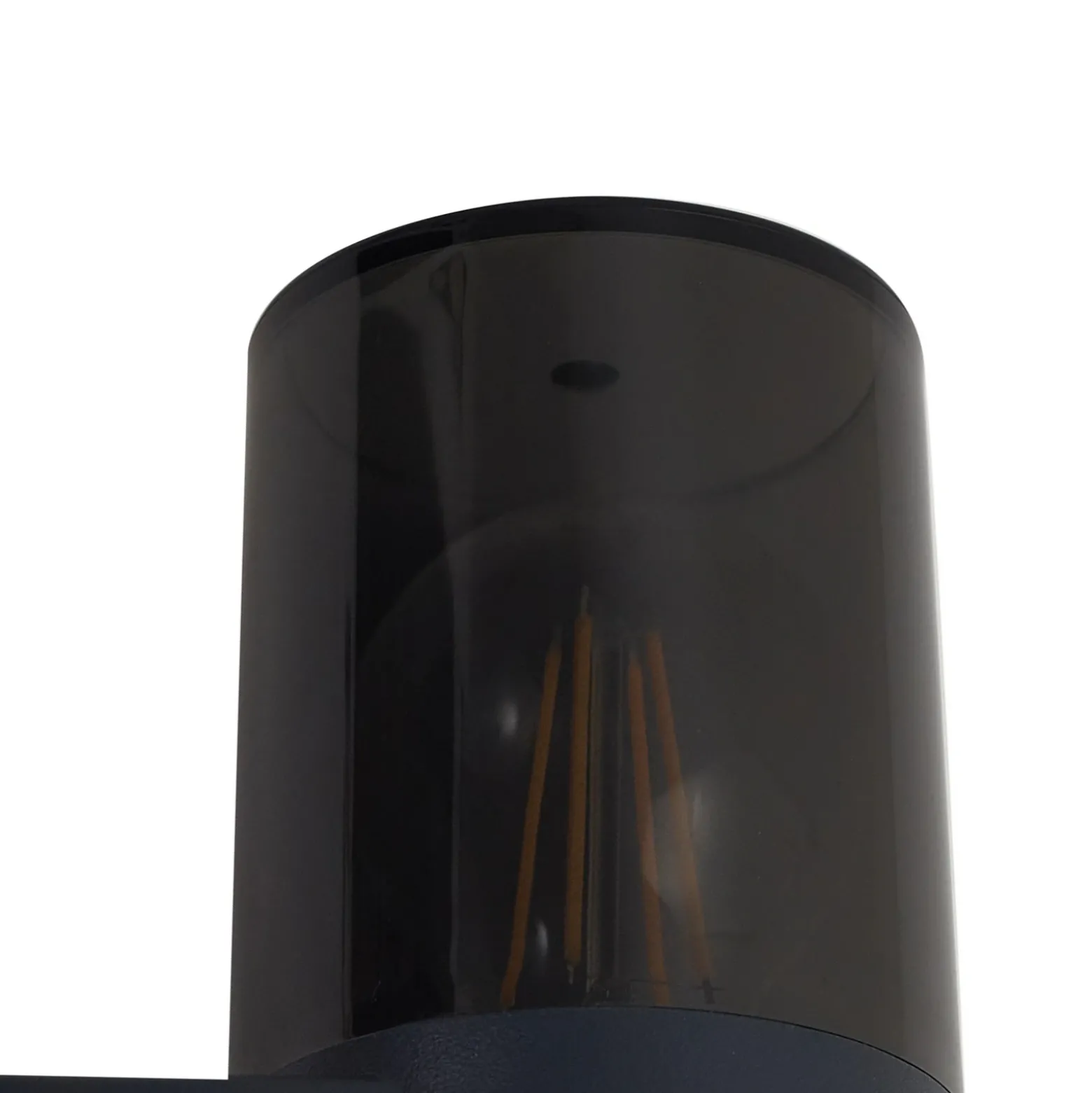 Aplique de exterior Lindby Heulo, Ø 8 cm, gris ahumado, aluminio