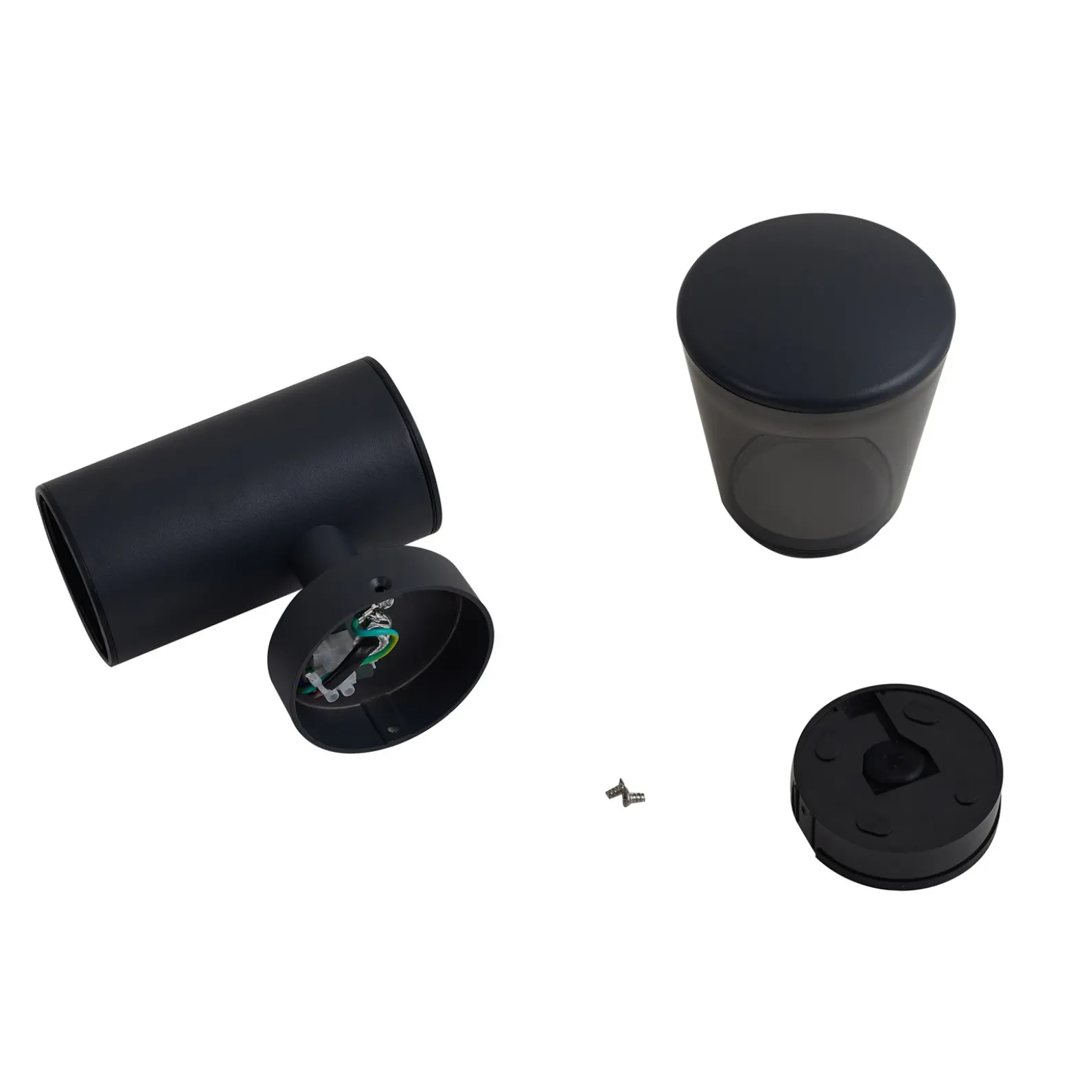Aplique de exterior Lindby Heulo, Ø 10,5 cm, gris humo, con sensor