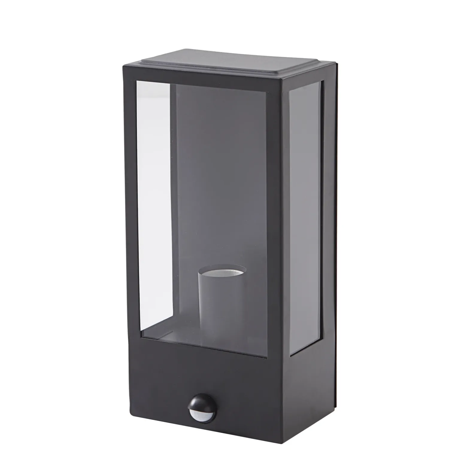 Aplique de exterior Lindby Ilana, negro, sensor, IP44, E27