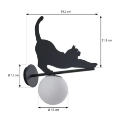Aplique de exterior Lindby Katti, metal, negro, IP44, gato