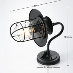 Aplique de exterior Lindby Kyan, altura 32 cm, negro, IP44, E27