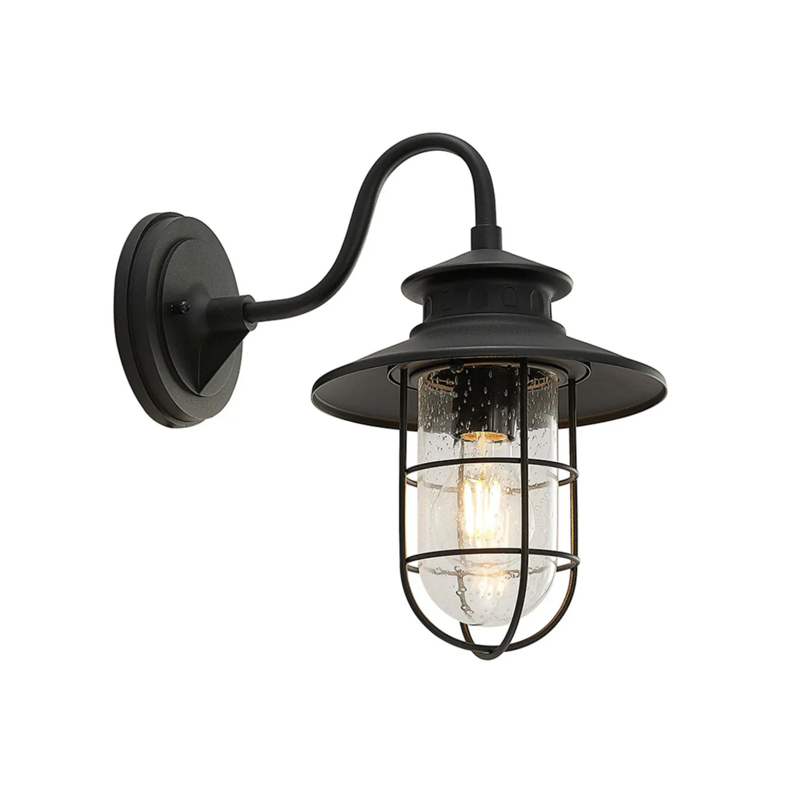 Aplique de exterior Lindby Kyan, altura 40 cm, negra, IP44, E27