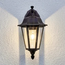 Aplique de exterior Lindby Lamina, portalámpara inferior, farol, E27