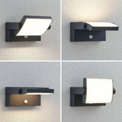 Aplique de exterior Lindby LED Sherin, set de 2, orientable, sensor