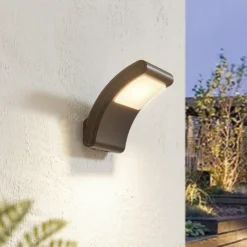 Aplique de exterior Lindby LED Radane, gris oscuro, angular, IP54