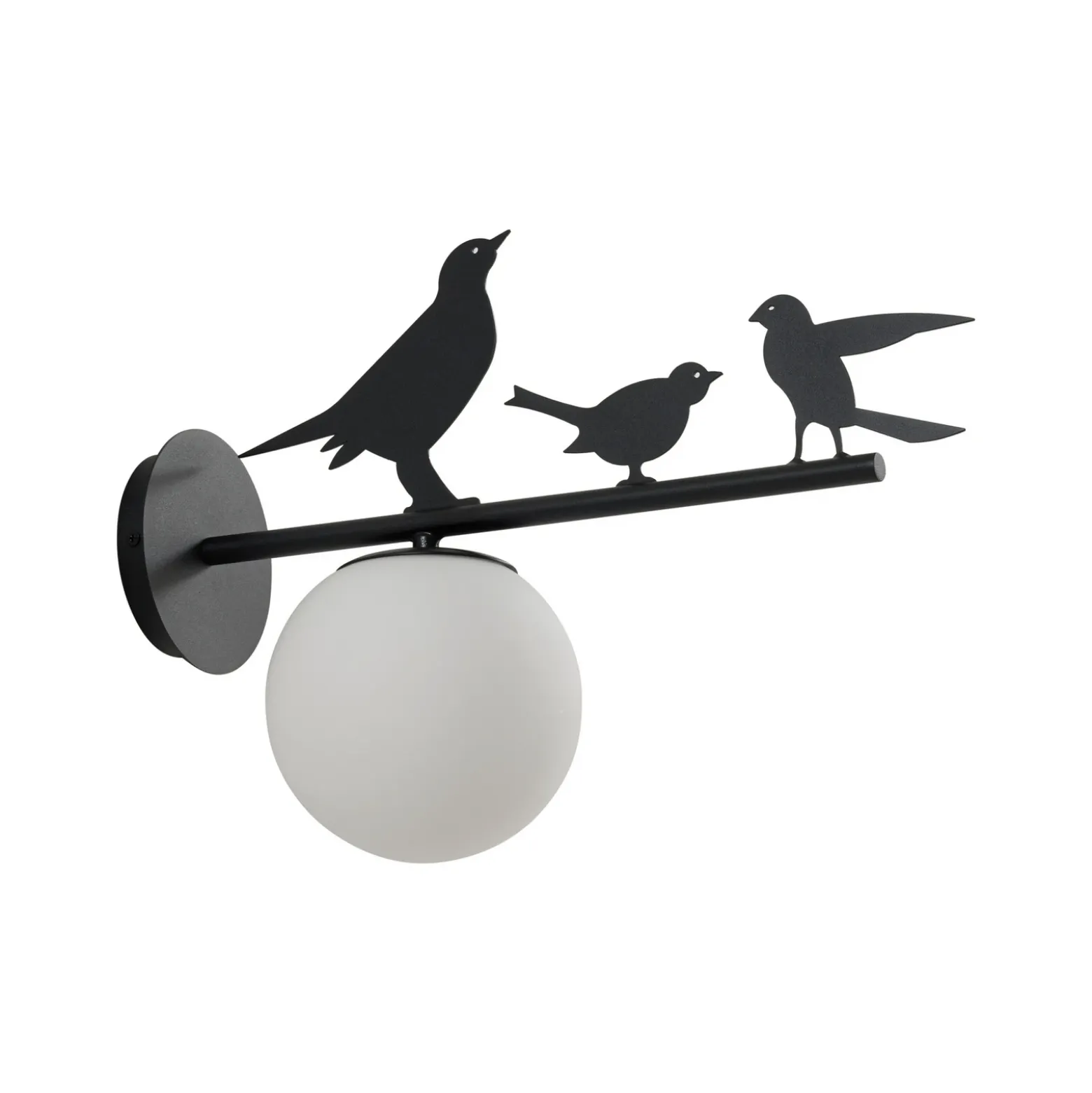 Aplique de exterior Lindby Lintu, metal, negro, IP44, pájaro