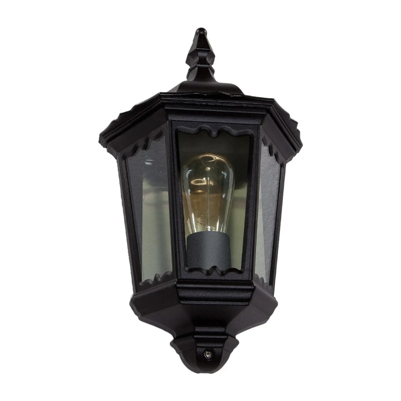 Aplique de exterior Lindby Lieva, altura 44 cm, negro, cristal