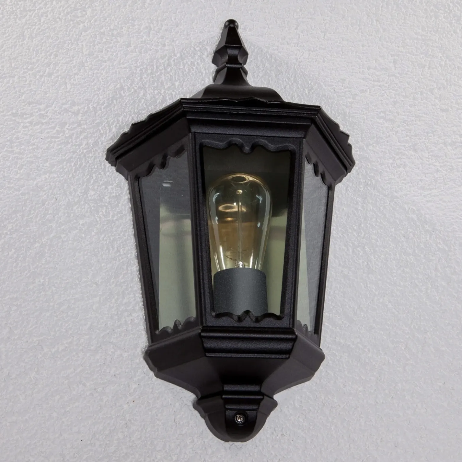 Aplique de exterior Lindby Lieva, altura 44 cm, negro, cristal