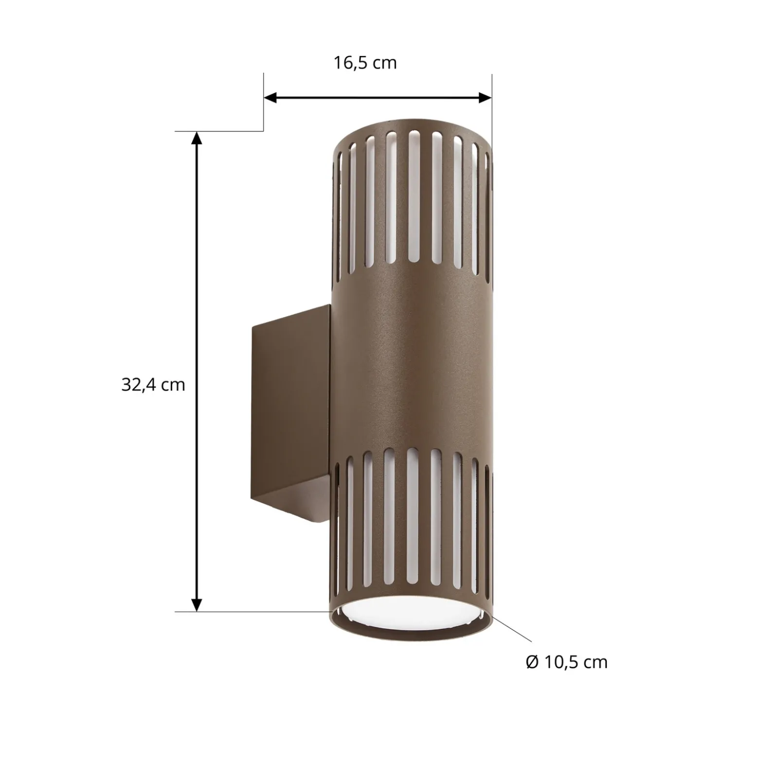 Aplique de exterior Lindby Lurinda, 2 luces, marrón, Ø10 cm, IP44