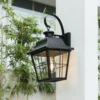 Aplique de exterior Lindby Mertollio, altura 47 cm, negra, cristal