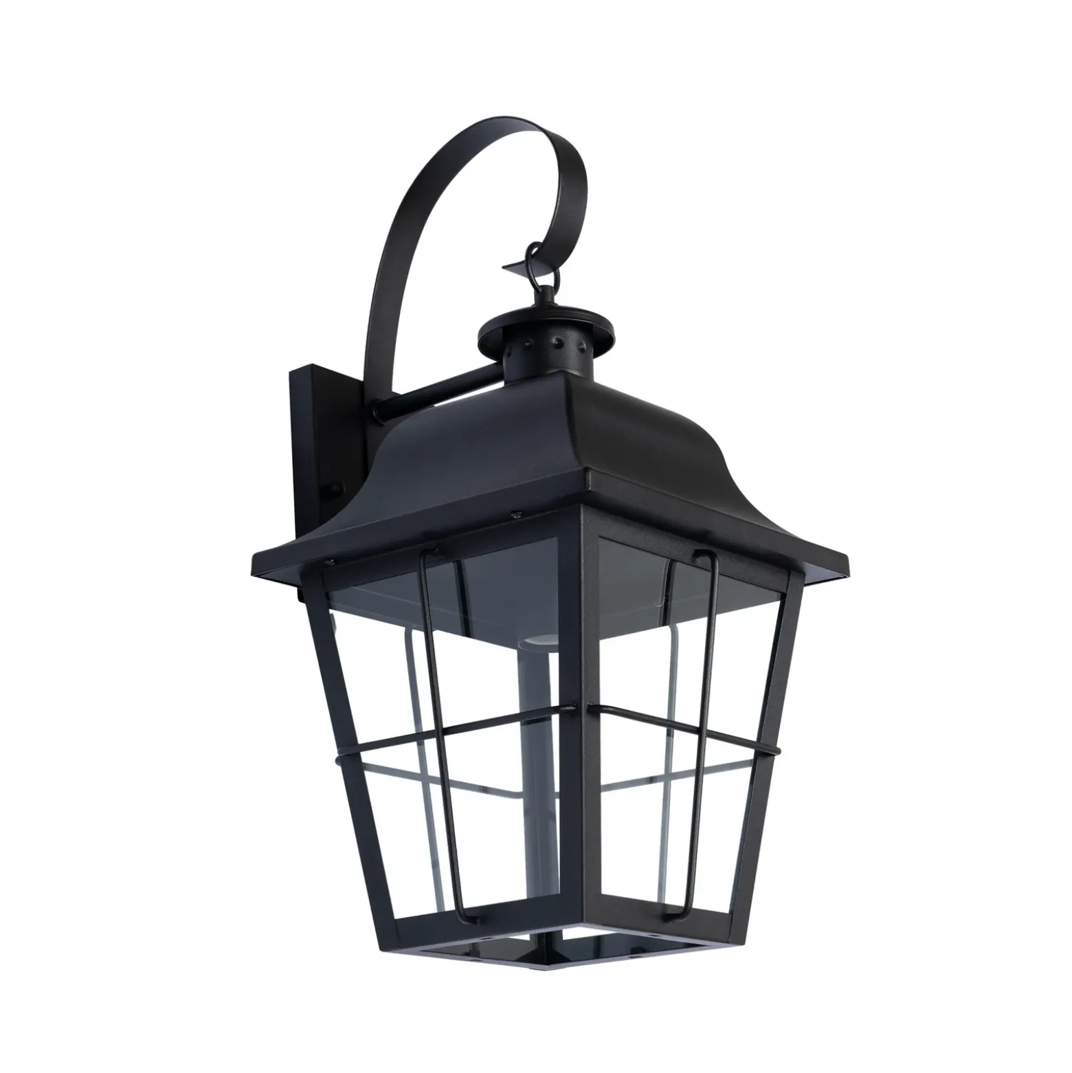 Aplique de exterior Lindby Mertollio, altura 47 cm, negra, cristal