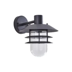 Aplique de exterior Lindby Meliora, negra, hierro, IP44, E27