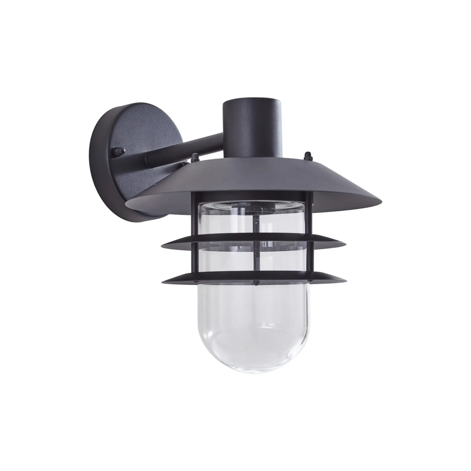 Aplique de exterior Lindby Meliora, negra, hierro, IP44, E27