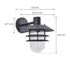 Aplique de exterior Lindby Meliora, negra, hierro, IP44, E27
