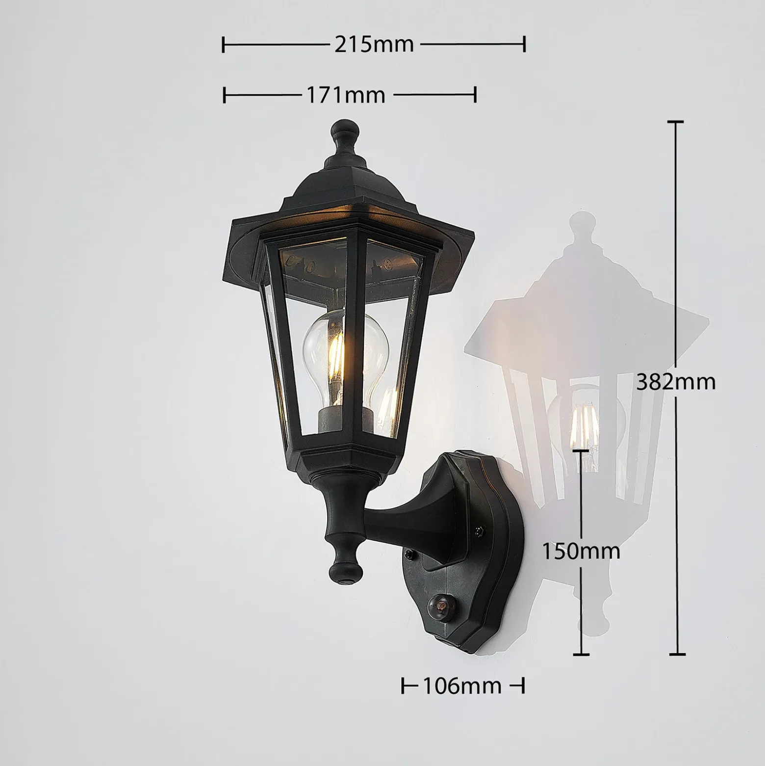 Aplique de exterior Lindby Nane, con sensor, farol, resistente al agua salada