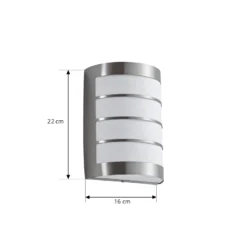 Aplique de exterior Lindby Noyan, 22 cm, acero inoxidable, IP44, E27