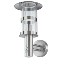 Aplique de exterior Lindby Noemi, con sensor, gris, acero inoxidable, 34 cm