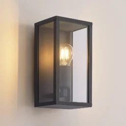 Aplique de exterior Lindby Peldar, antracita/transparente, 26 cm, metal