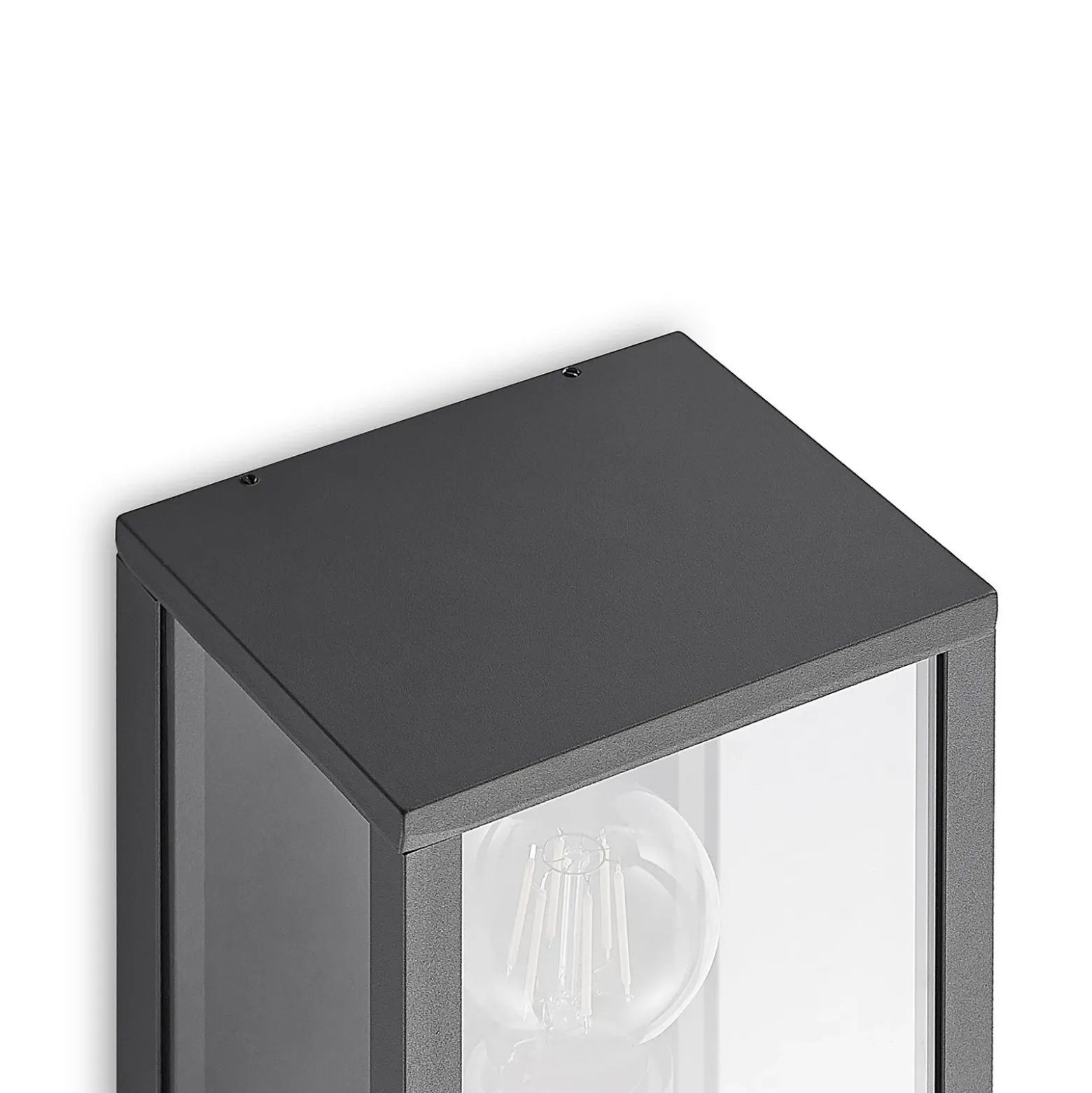 Aplique de exterior Lindby Peldar, antracita/transparente, 26 cm, metal