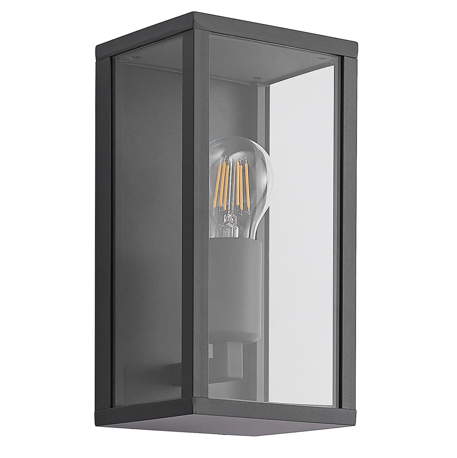 Aplique de exterior Lindby Peldar, antracita/transparente, 26 cm, metal