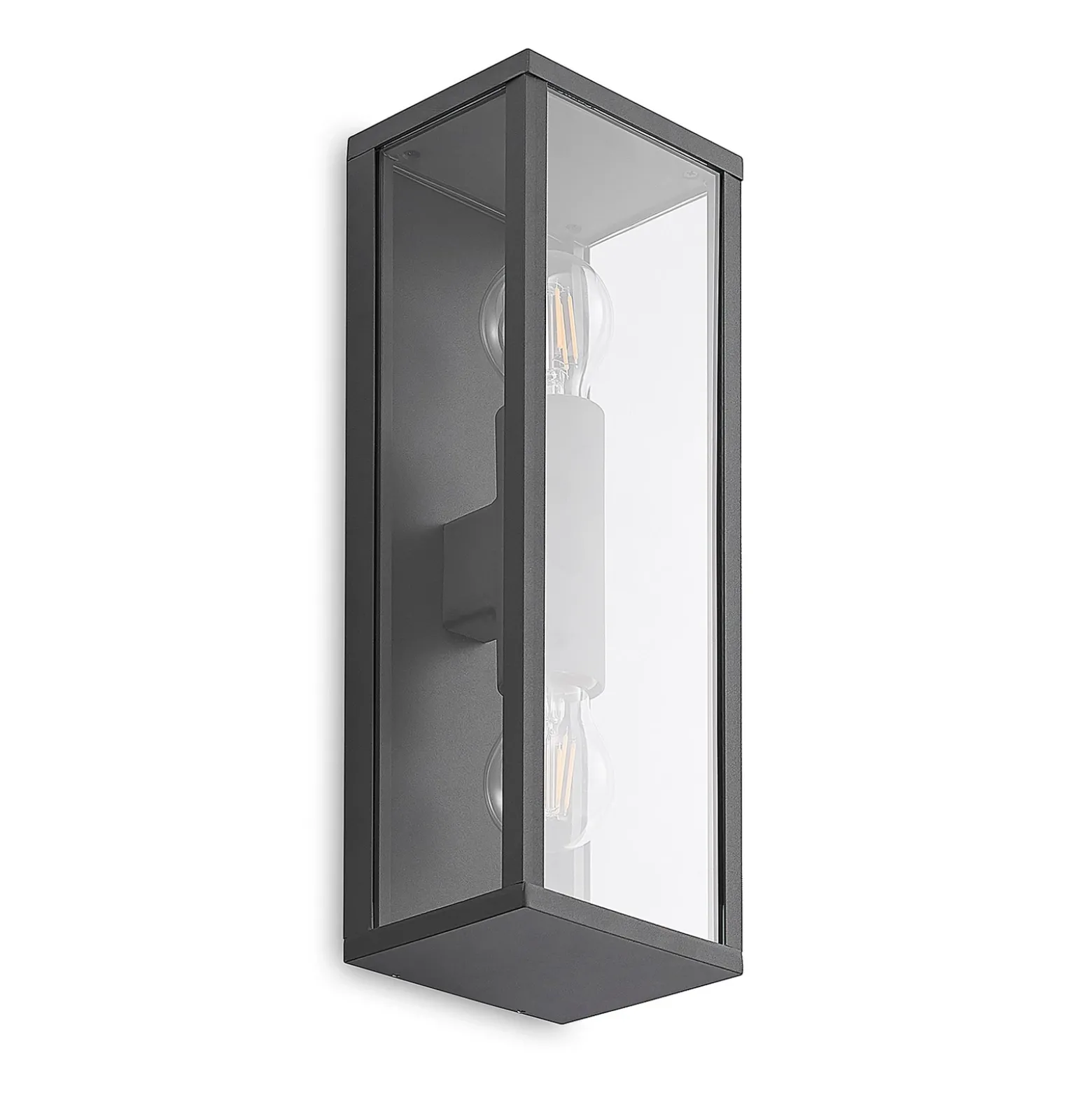 Aplique de exterior Lindby Peldar, transparente, con 2 luces, 38 cm, metal