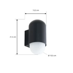 Aplique de exterior Lindby Pilva, negro, metal, IP44, E27