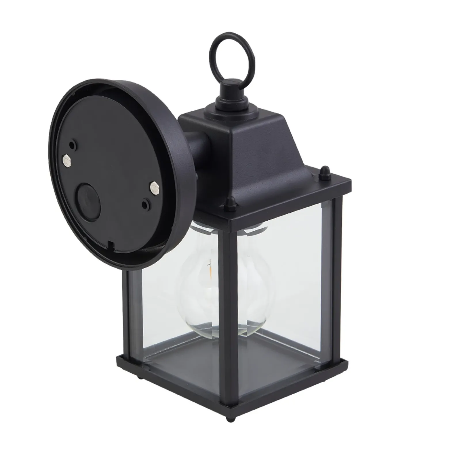 Aplique de exterior Lindby Rurik, negro, cristal, aluminio, E27