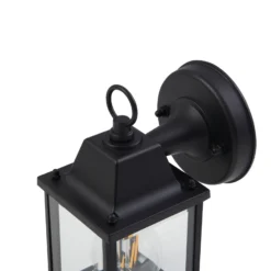 Aplique de exterior Lindby Rurik, negro, cristal, aluminio, E27