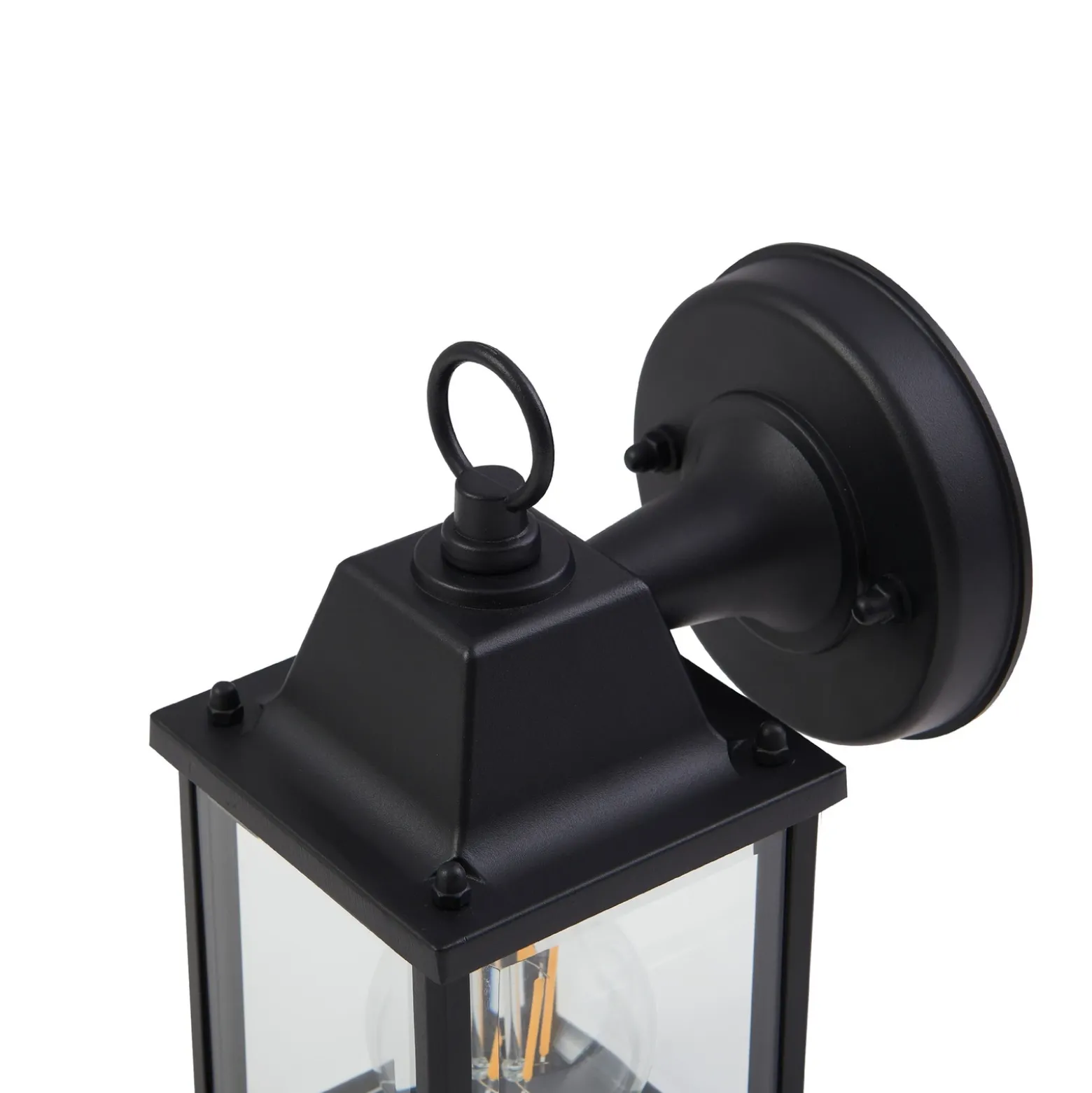 Aplique de exterior Lindby Rurik, negro, cristal, aluminio, E27
