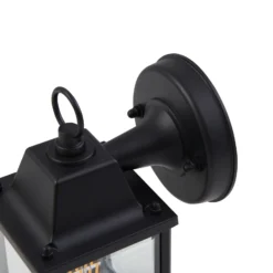 Aplique de exterior Lindby Rurik, negro, cristal, aluminio, E27