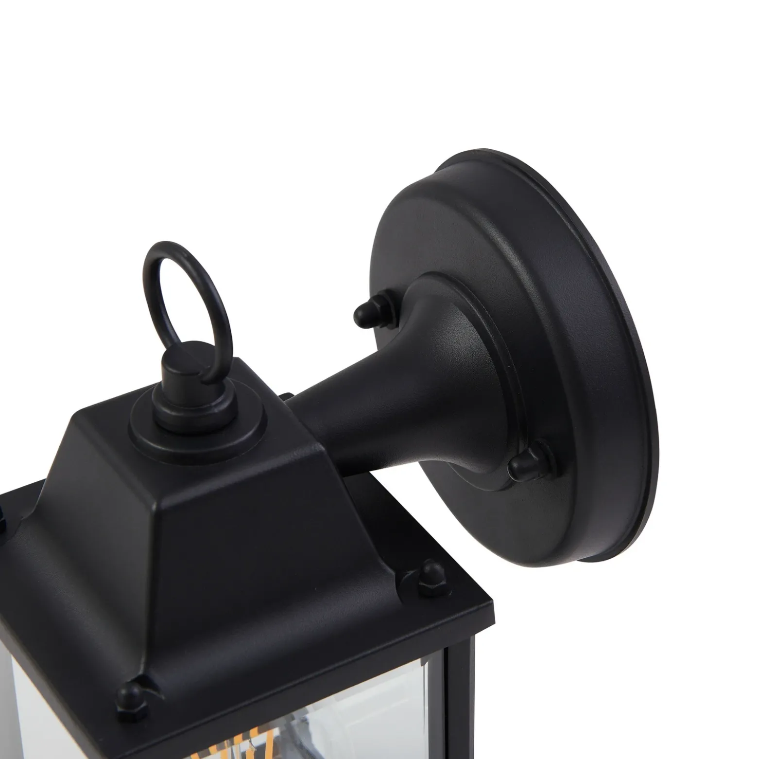 Aplique de exterior Lindby Rurik, negro, cristal, aluminio, E27
