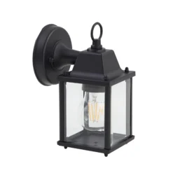 Aplique de exterior Lindby Rurik, negro, cristal, aluminio, E27