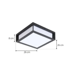 Aplique de exterior Lindby Sivana, negro, aluminio, 26 cm x 26 cm